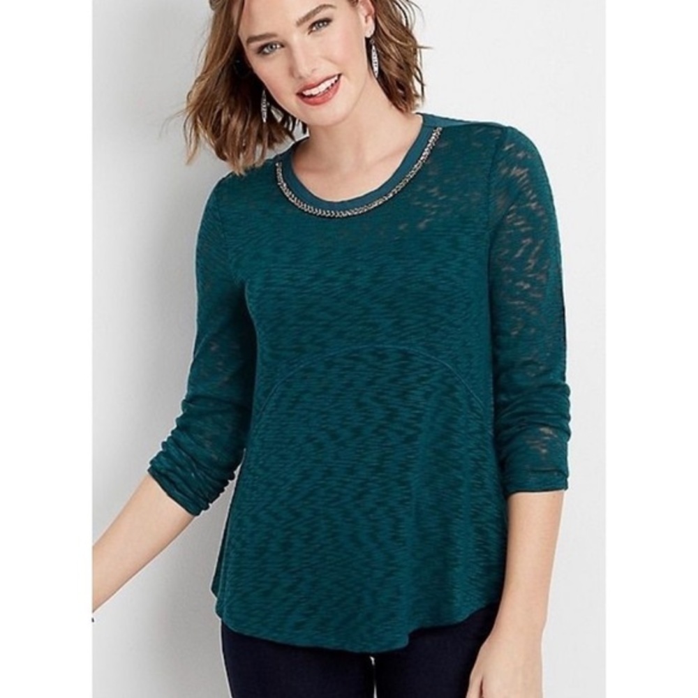 NWOT Maurices Teal Embellished Long Sleeve Top
